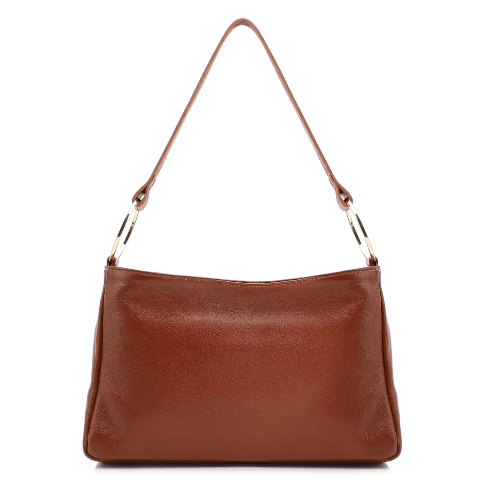 Bolsa De Ombro Couro Marrom Claro - imagem 3