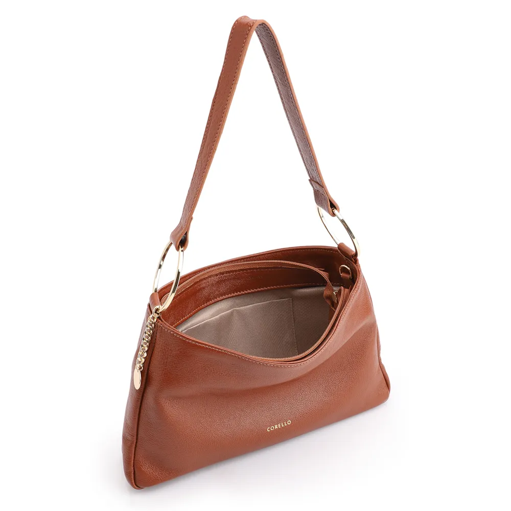 Bolsa De Ombro Couro Marrom Claro - imagem 4