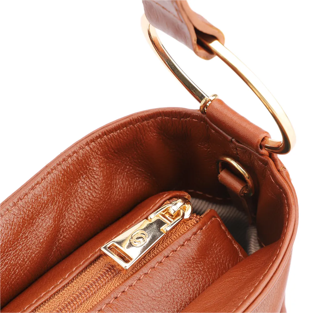 Bolsa De Ombro Couro Marrom Claro - imagem 5
