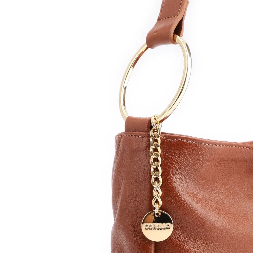 Bolsa De Ombro Couro Marrom Claro - imagem 6