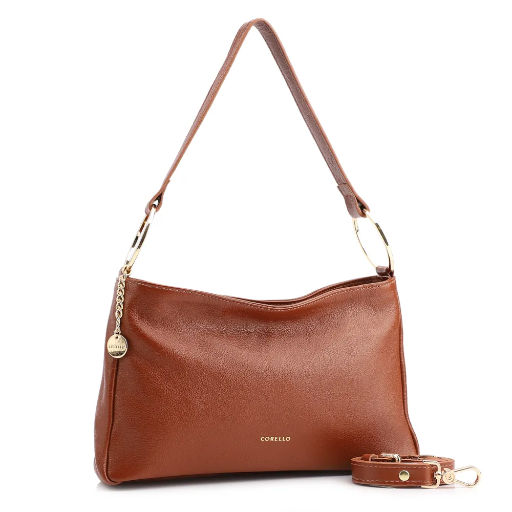 Bolsa De Ombro Couro Marrom Claro - imagem 2