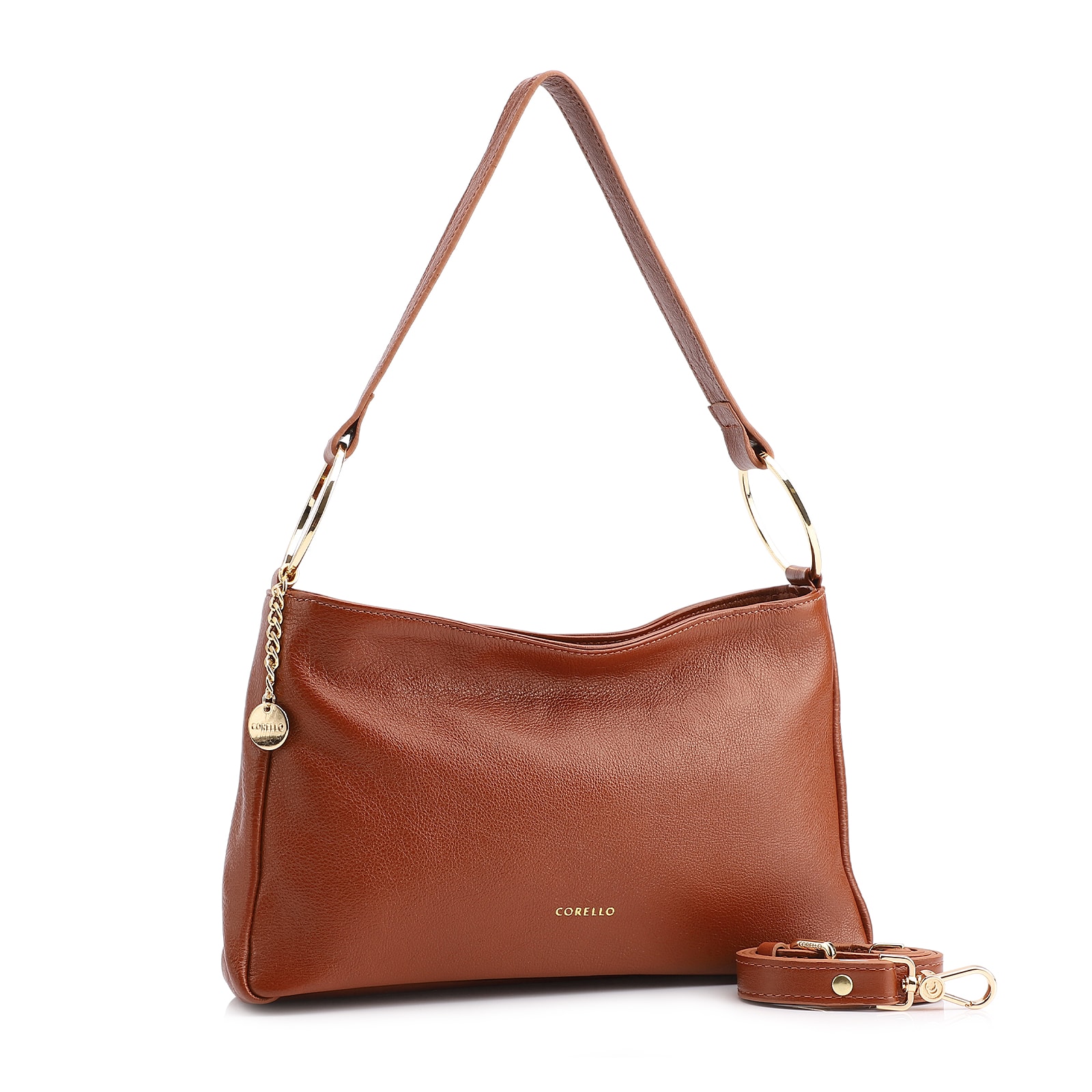 Bolsa De Ombro Couro Marrom Claro