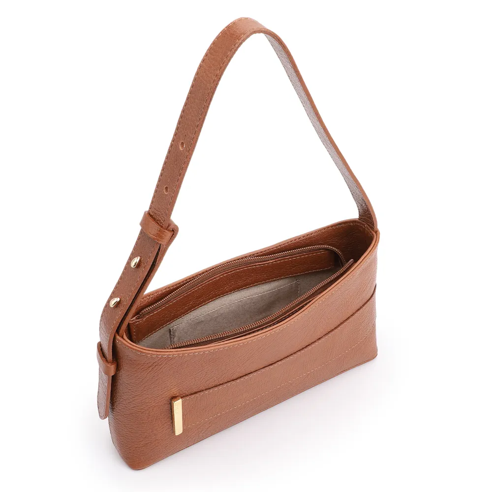 Bolsa De Ombro Couro Marrom Claro - imagem 4