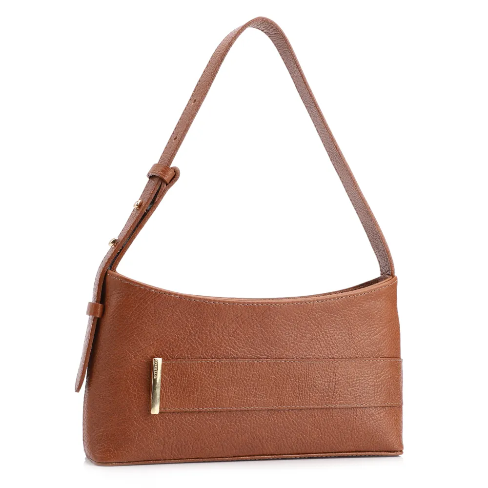 Bolsa De Ombro Couro Marrom Claro - imagem 2