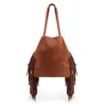 Bolsa De Ombro Couro Marrom Claro Franjas - imagem 3