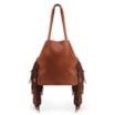 Bolsa De Ombro Couro Marrom Claro Franjas - imagem 3