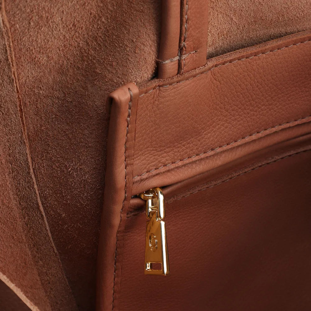Bolsa De Ombro Couro Marrom Claro Franjas - imagem 5