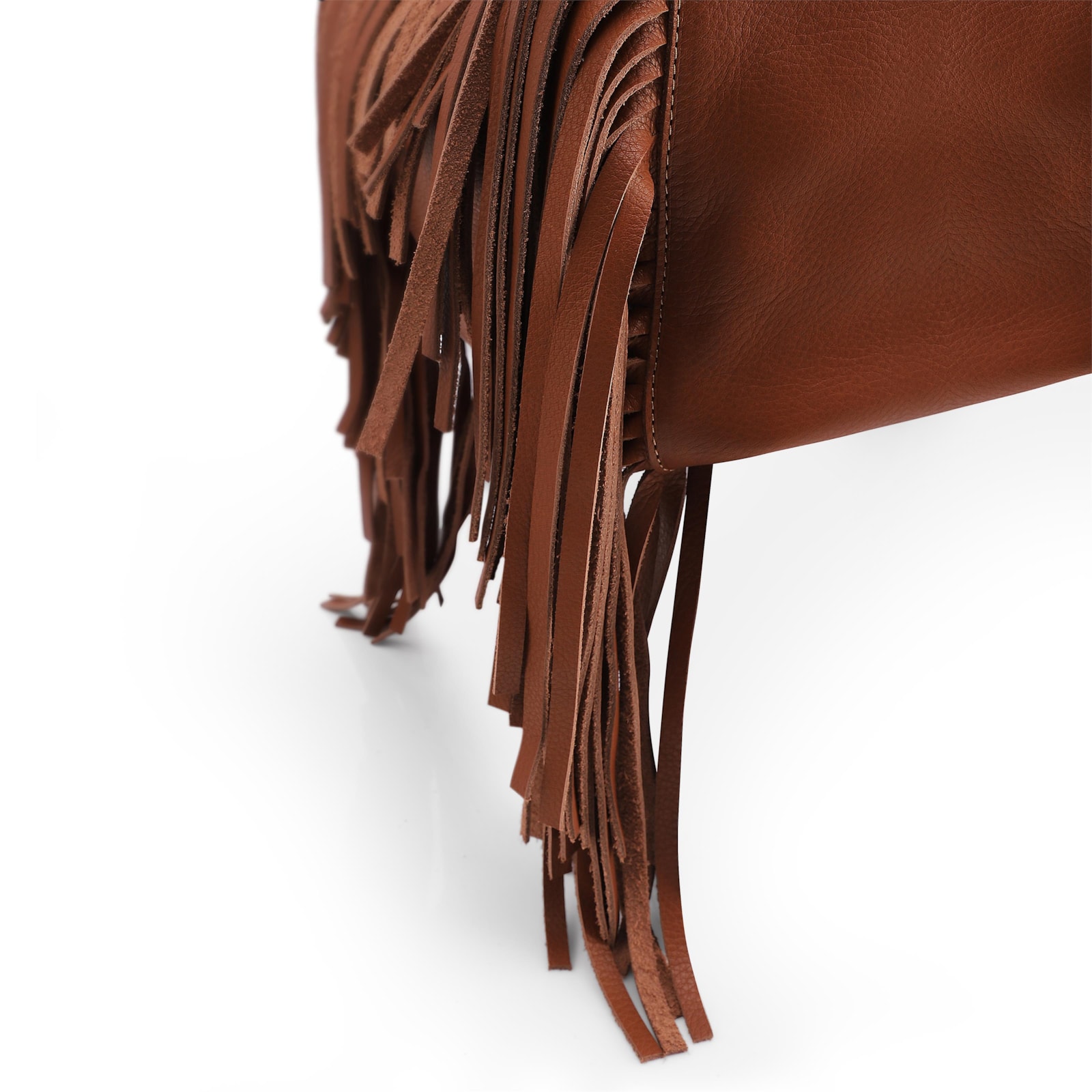 Bolsa De Ombro Couro Marrom Claro Franjas