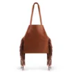 Bolsa De Ombro Couro Marrom Claro Franjas - imagem 1