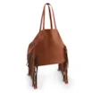 Bolsa De Ombro Couro Marrom Claro Franjas - imagem 2