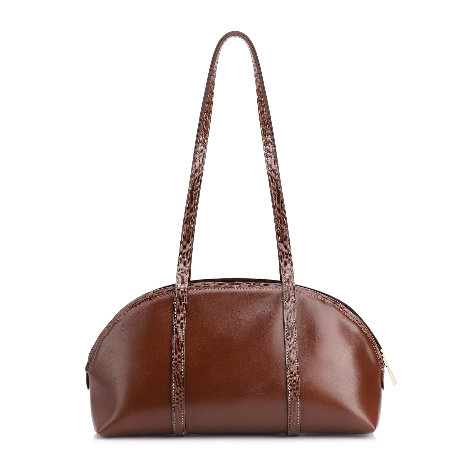 Bolsa De Ombro Couro Marrom/Couro Lezard Marrom