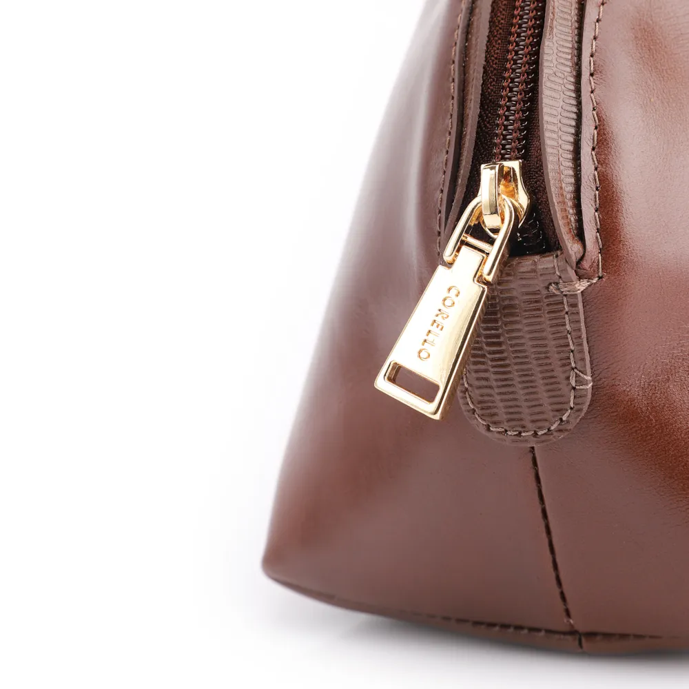 Bolsa De Ombro Couro Marrom/Couro Lezard Marrom - imagem 6