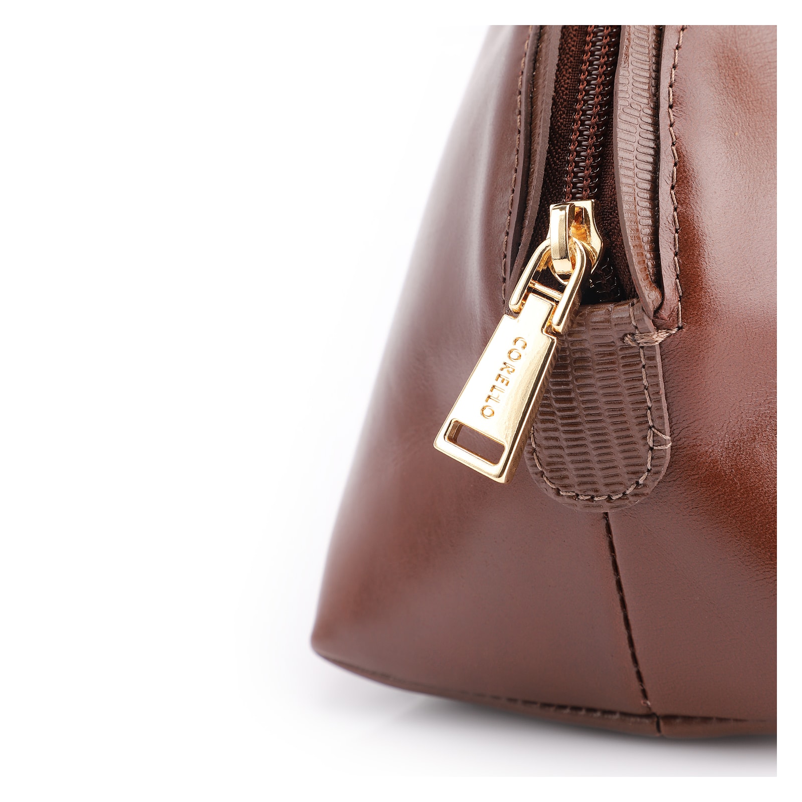 Bolsa De Ombro Couro Marrom/Couro Lezard Marrom