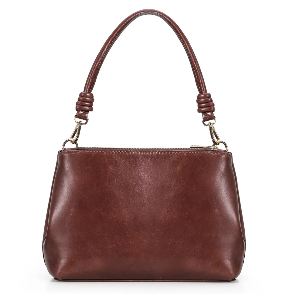 Bolsa De Ombro Couro Marrom Escuro - imagem 4