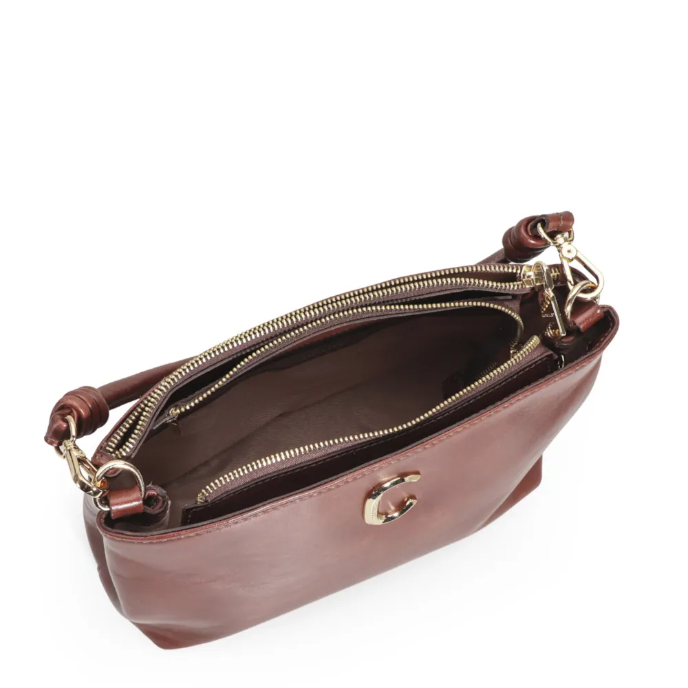 Bolsa De Ombro Couro Marrom Escuro - imagem 5