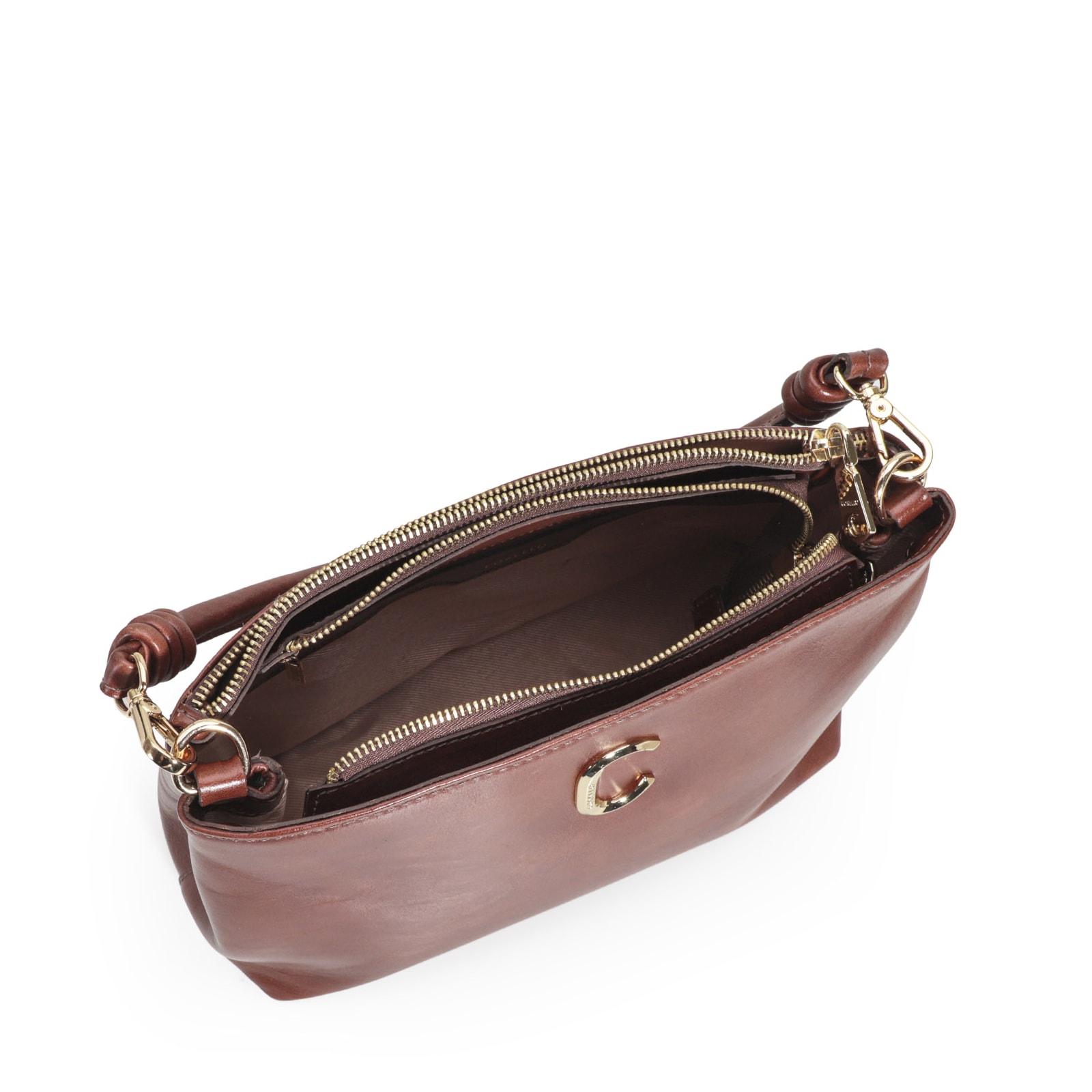 Bolsa De Ombro Couro Marrom Escuro