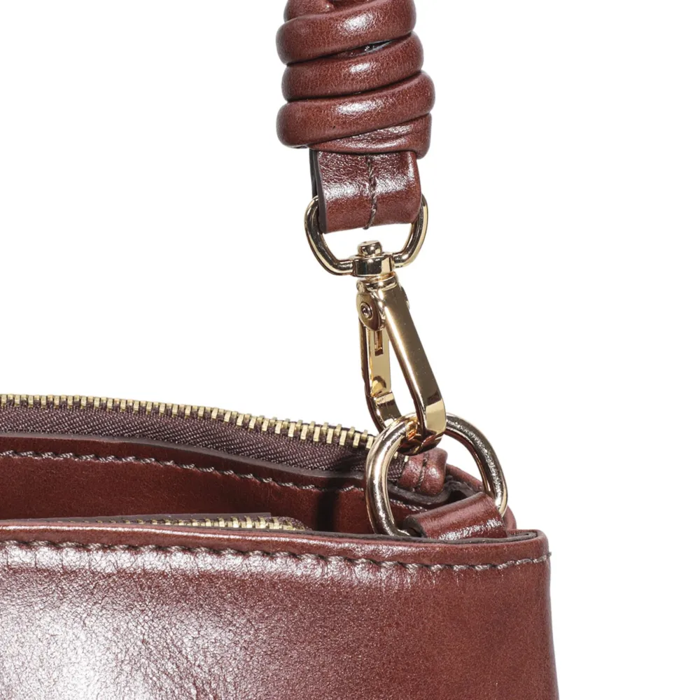 Bolsa De Ombro Couro Marrom Escuro - imagem 6