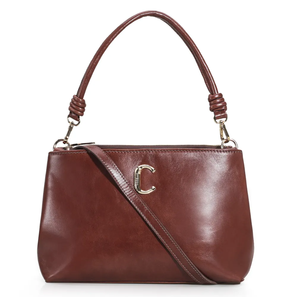 Bolsa De Ombro Couro Marrom Escuro