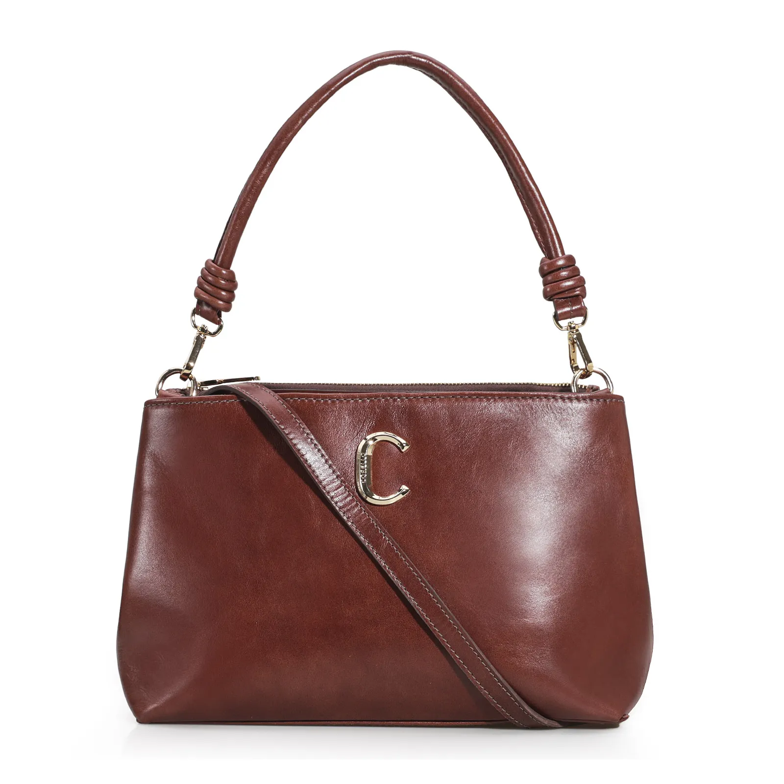 Bolsa De Ombro Couro Marrom Escuro