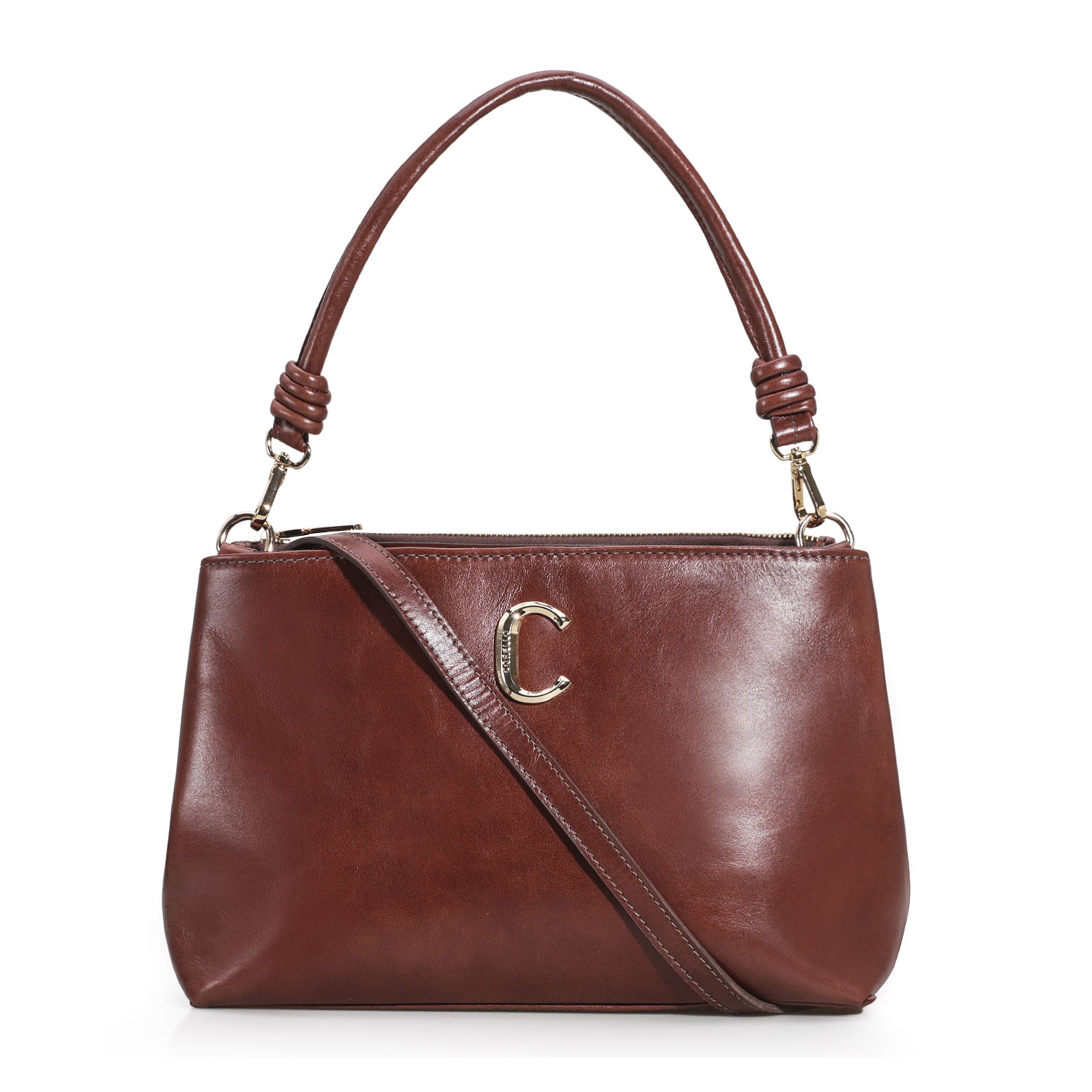 Bolsa De Ombro Couro Marrom Escuro