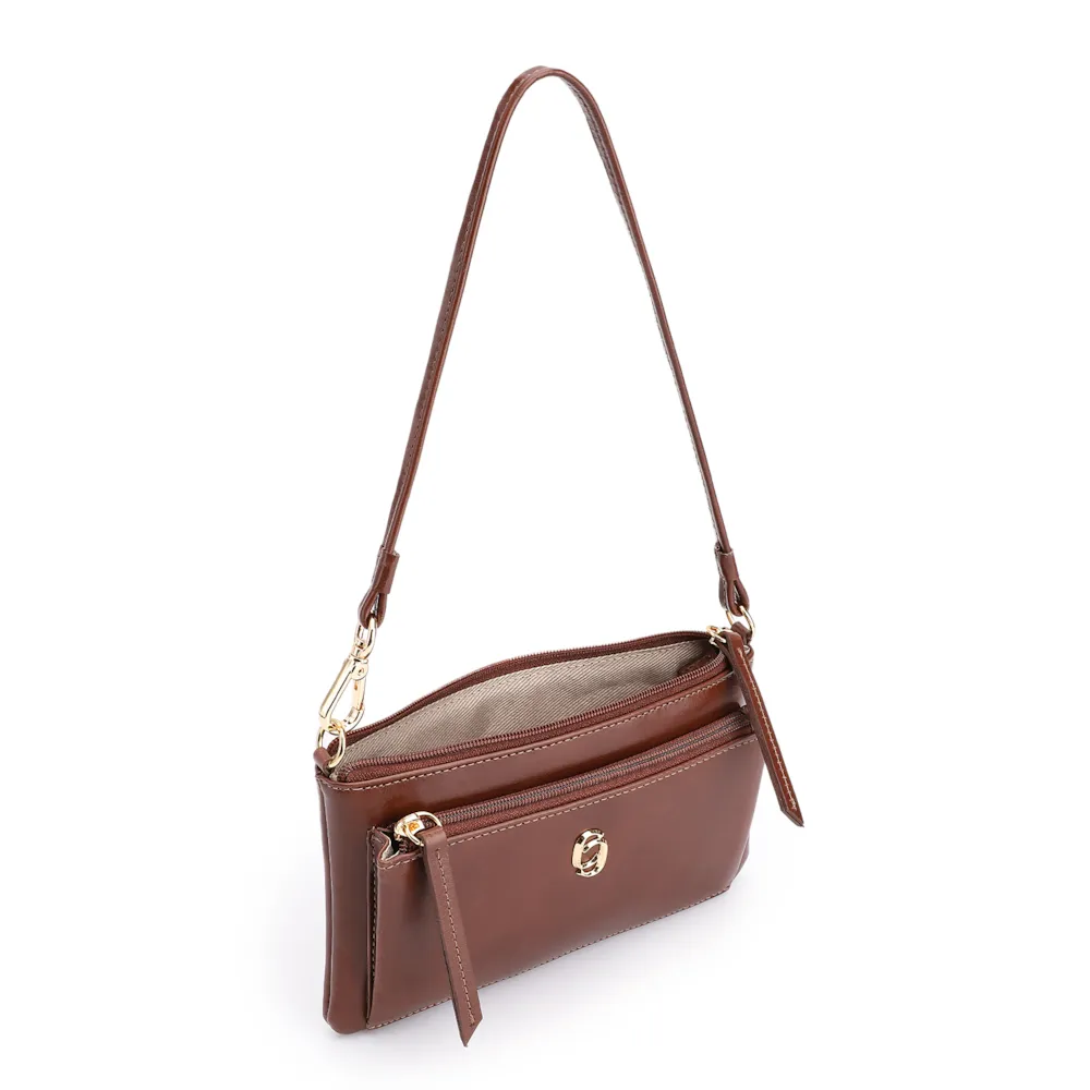 Bolsa De Ombro Couro Marrom Escuro - imagem 4