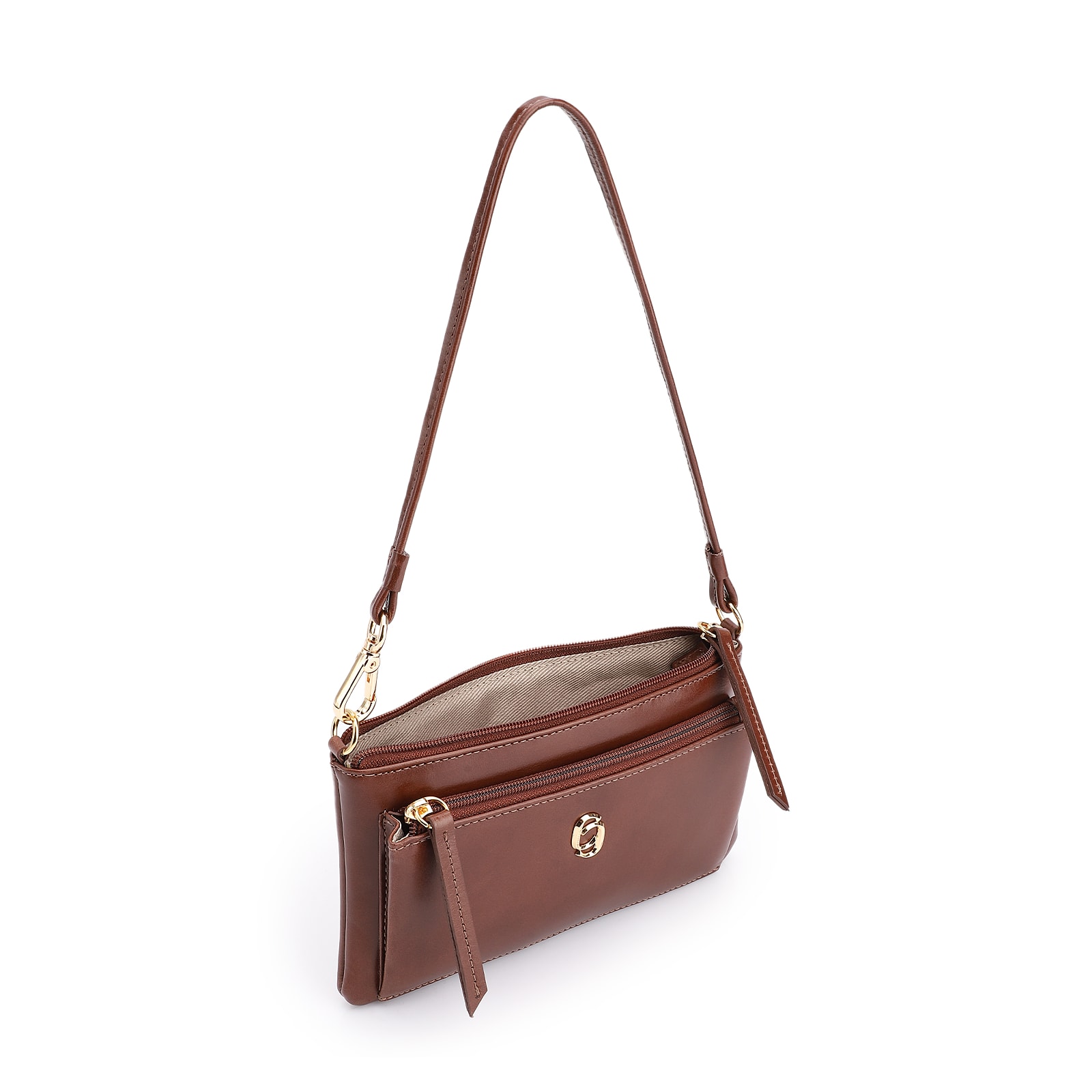 Bolsa De Ombro Couro Marrom Escuro