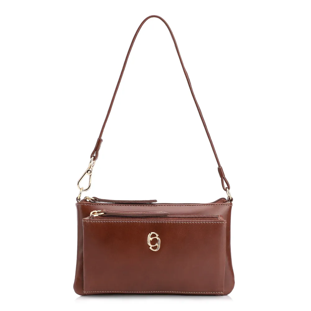 Bolsa De Ombro Couro Marrom Escuro