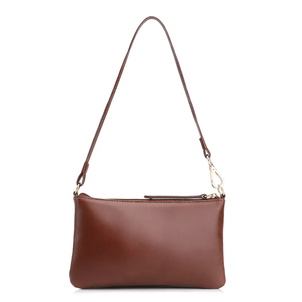 Bolsa De Ombro Couro Marrom Escuro - imagem 3