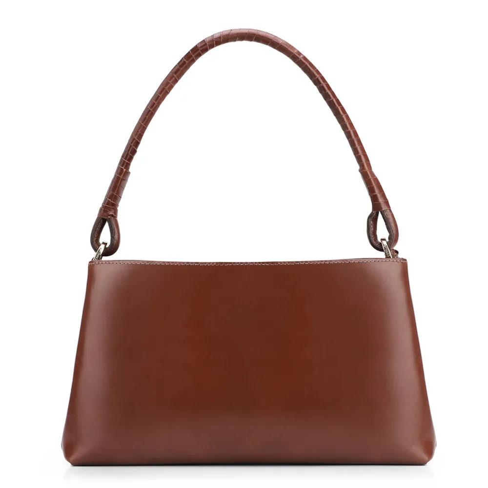 Bolsa De Ombro Couro Marrom Escuro - imagem 3