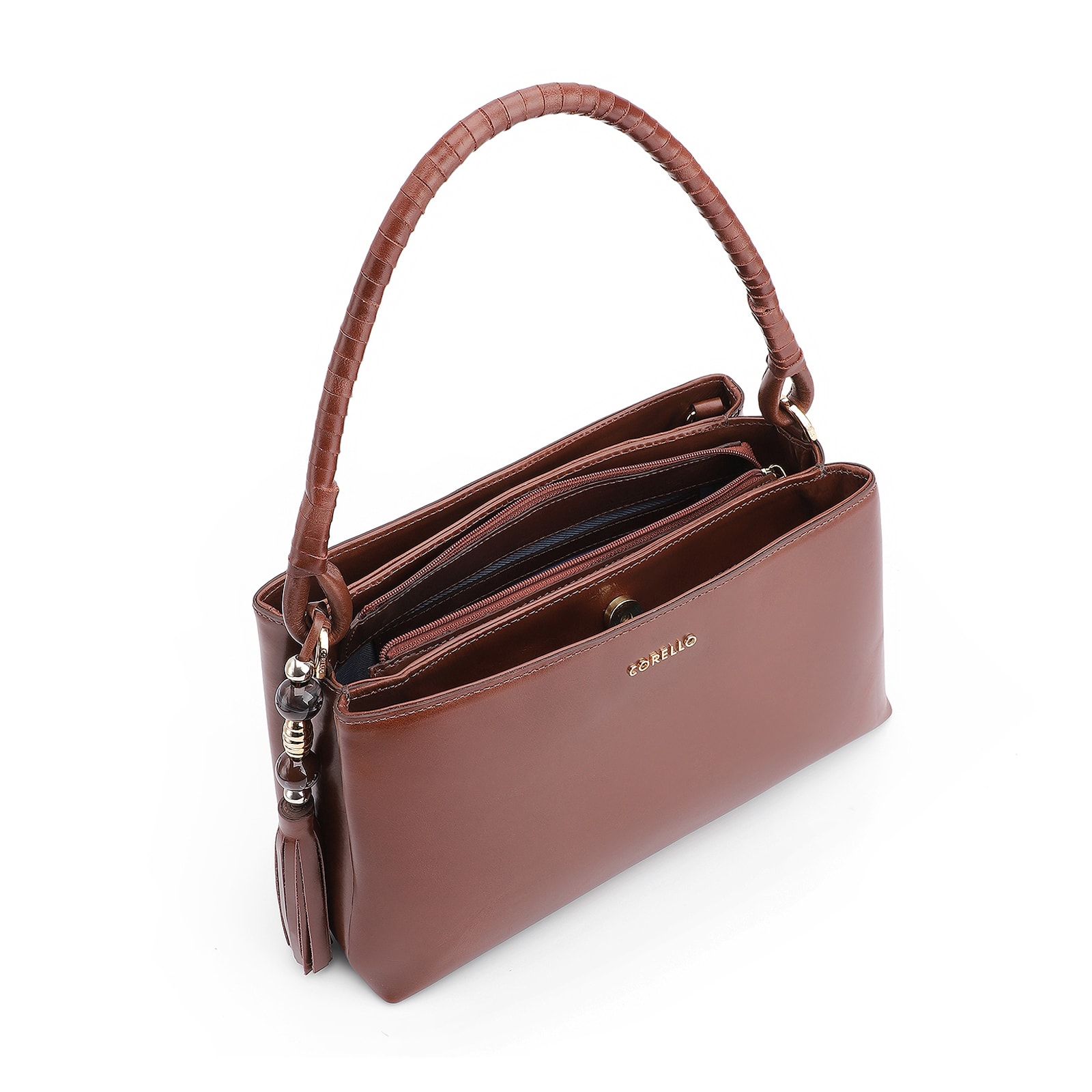 Bolsa De Ombro Couro Marrom Escuro