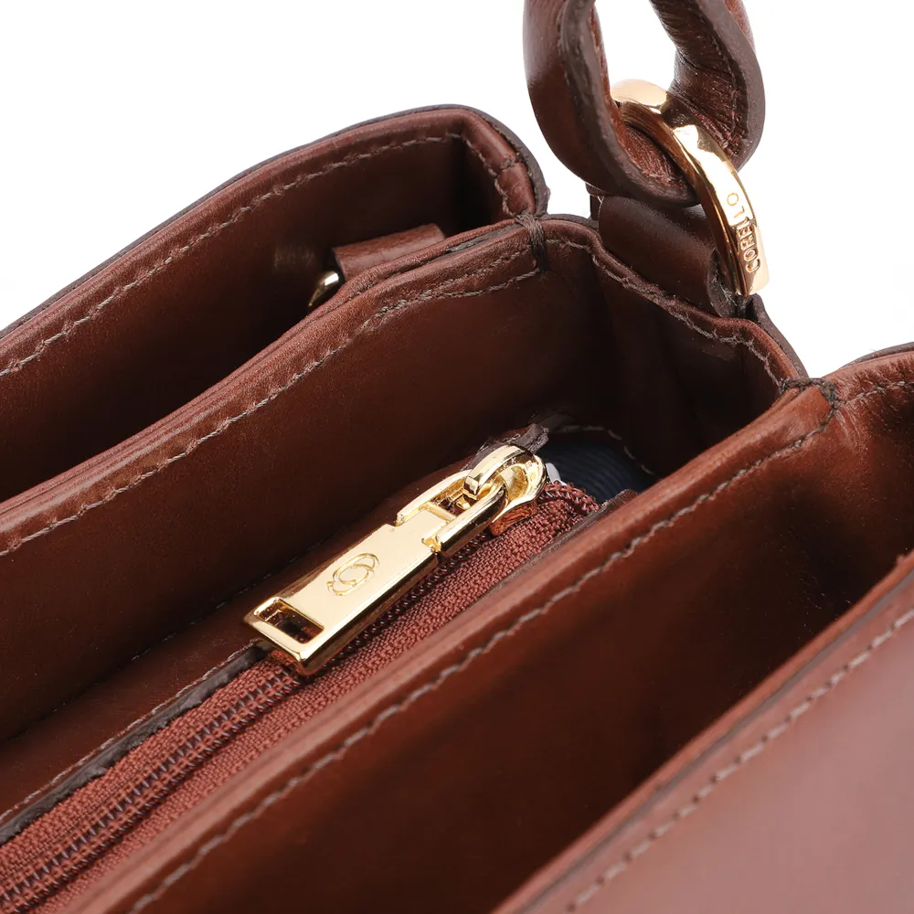 Bolsa De Ombro Couro Marrom Escuro - imagem 5