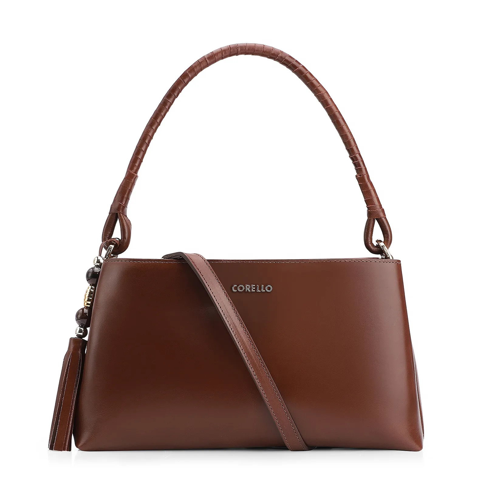 Bolsa De Ombro Couro Marrom Escuro