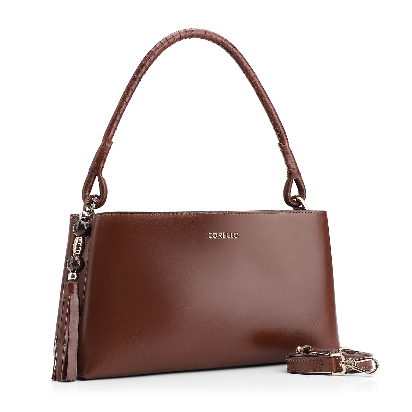 Bolsa De Ombro Couro Marrom Escuro