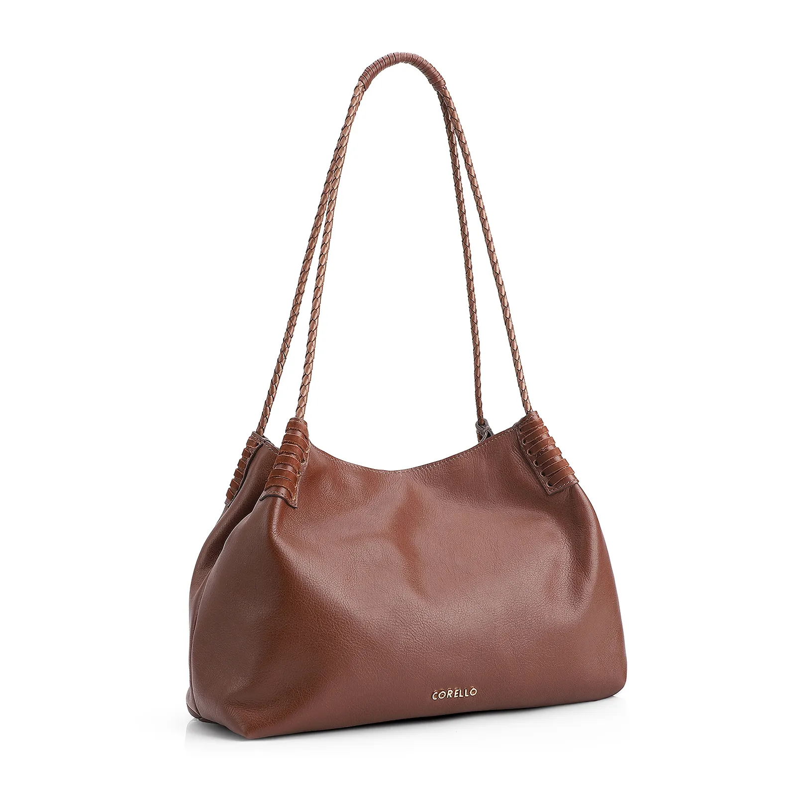 Bolsa De Ombro Couro Marrom Escuro /Couro Nobuck Marrom Escuro