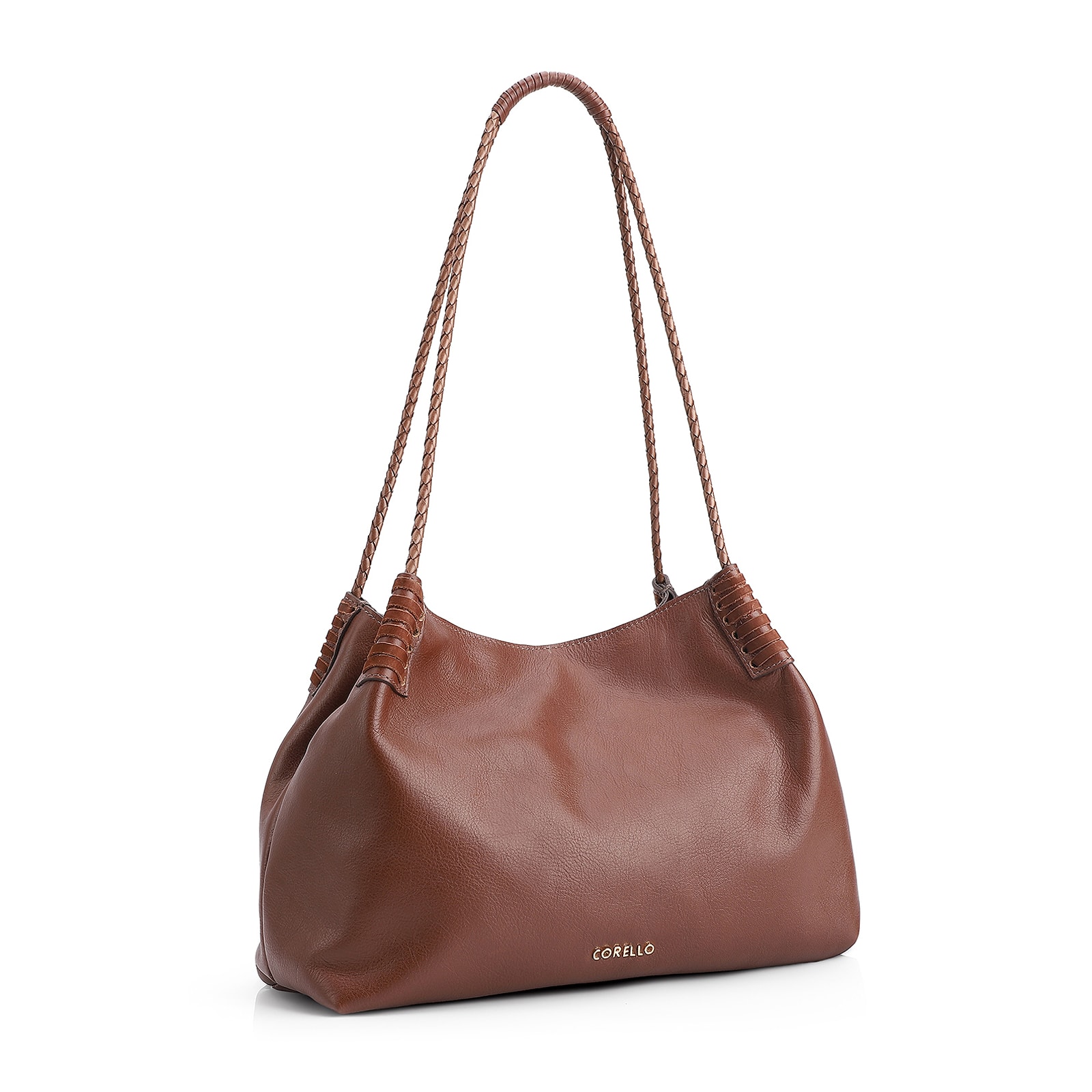 Bolsa De Ombro Couro Marrom Escuro /Couro Nobuck Marrom Escuro
