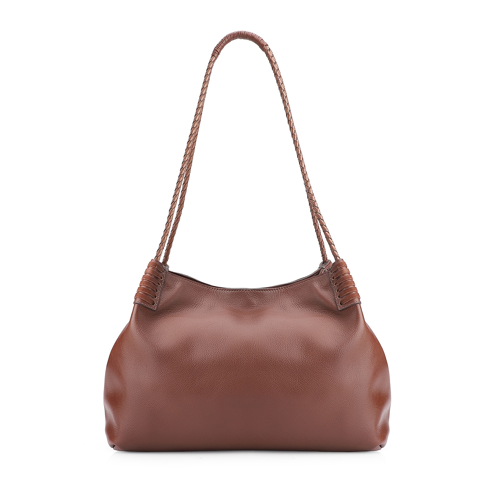 Bolsa De Ombro Couro Marrom Escuro /Couro Nobuck Marrom Escuro