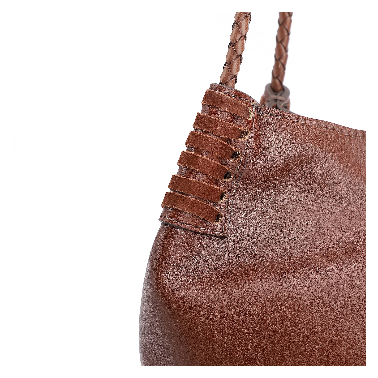 Bolsa De Ombro Couro Marrom Escuro /Couro Nobuck Marrom Escuro