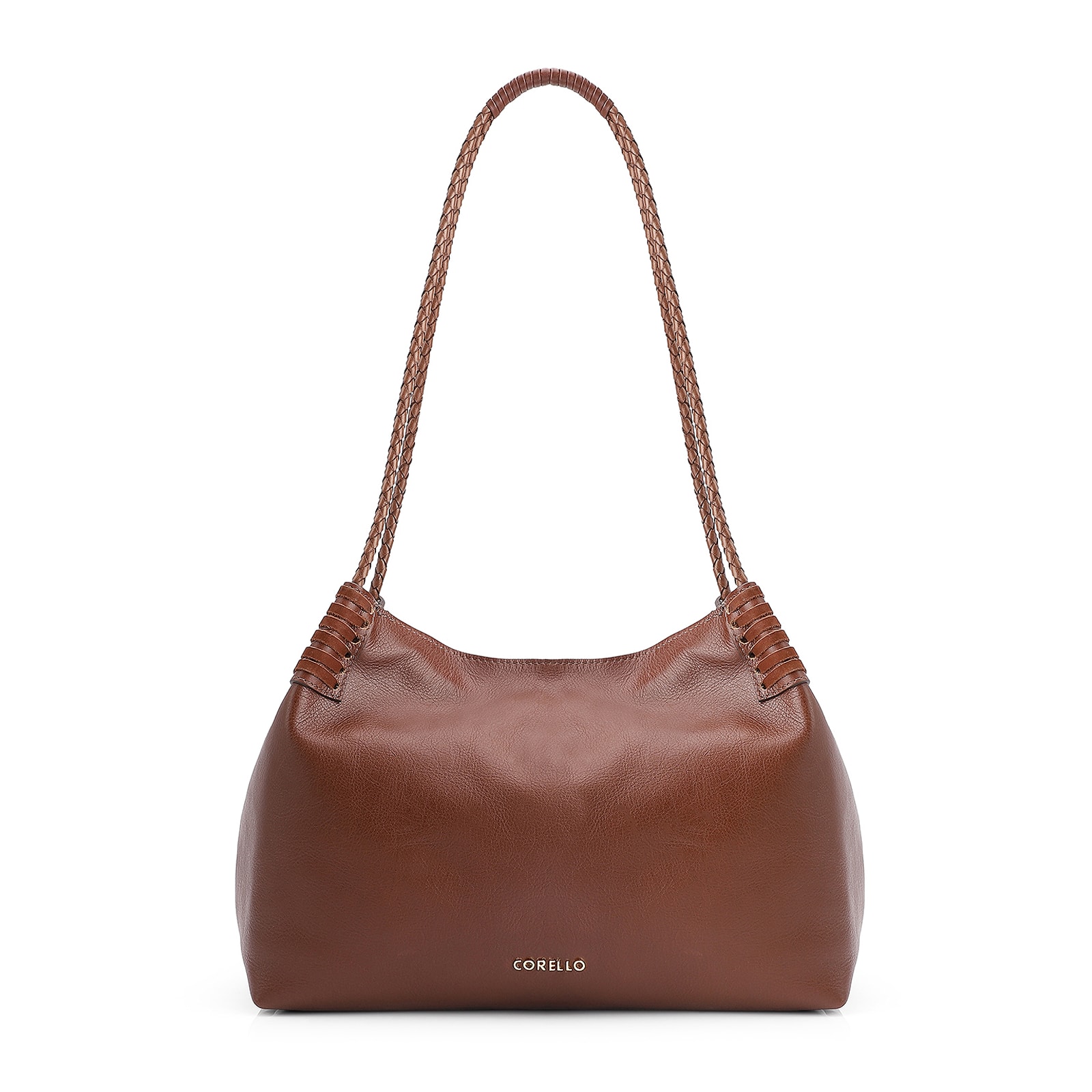 Bolsa De Ombro Couro Marrom Escuro /Couro Nobuck Marrom Escuro