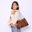 Bolsa De Ombro Couro Marrom Escuro /Couro Nobuck Marrom Escuro - imagem 2