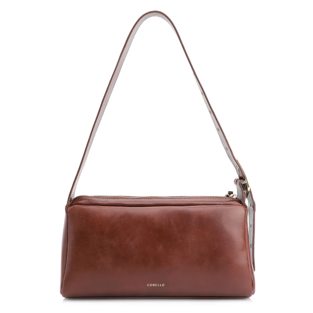 Bolsa De Ombro Couro Marrom/Ráfia Marrom - imagem 3