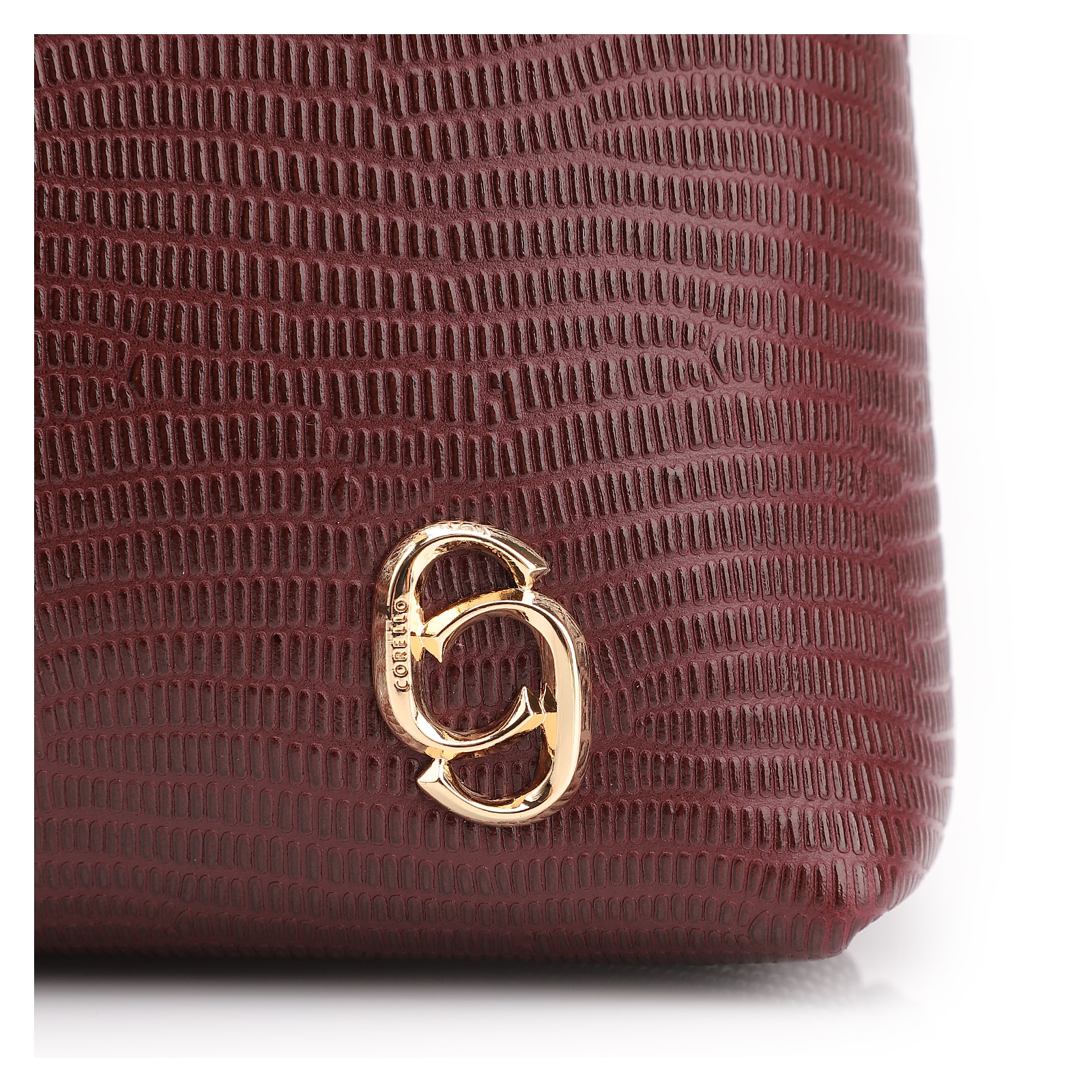 Bolsa De Ombro Couro Maxi Croco Cabernet