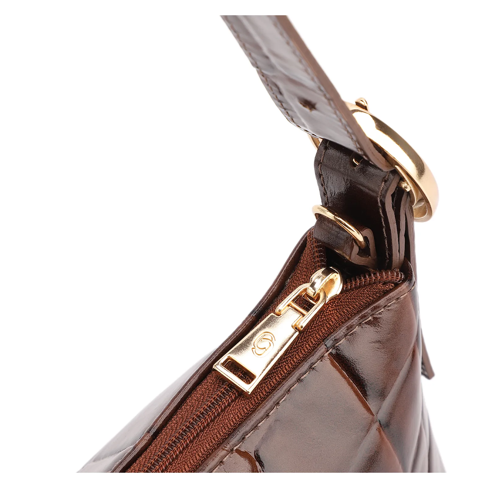Bolsa De Ombro Couro Maxi Croco Marrom