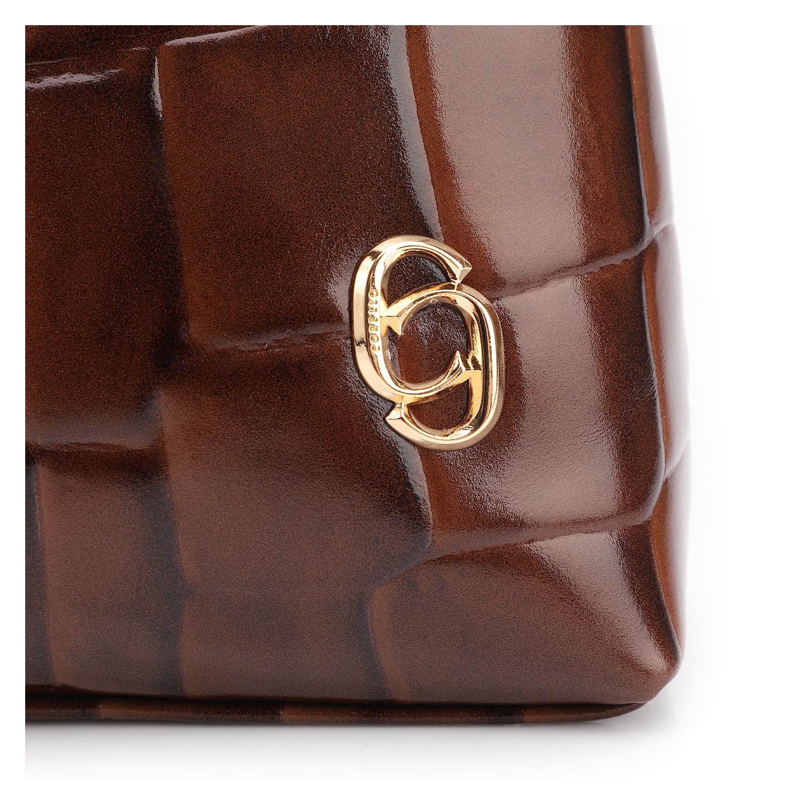 Bolsa De Ombro Couro Maxi Croco Marrom