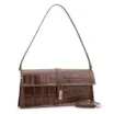 Bolsa De Ombro Couro Maxi Croco Marrom - imagem 3