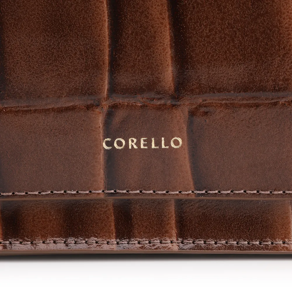 Bolsa De Ombro Couro Maxi Croco Marrom - imagem 7