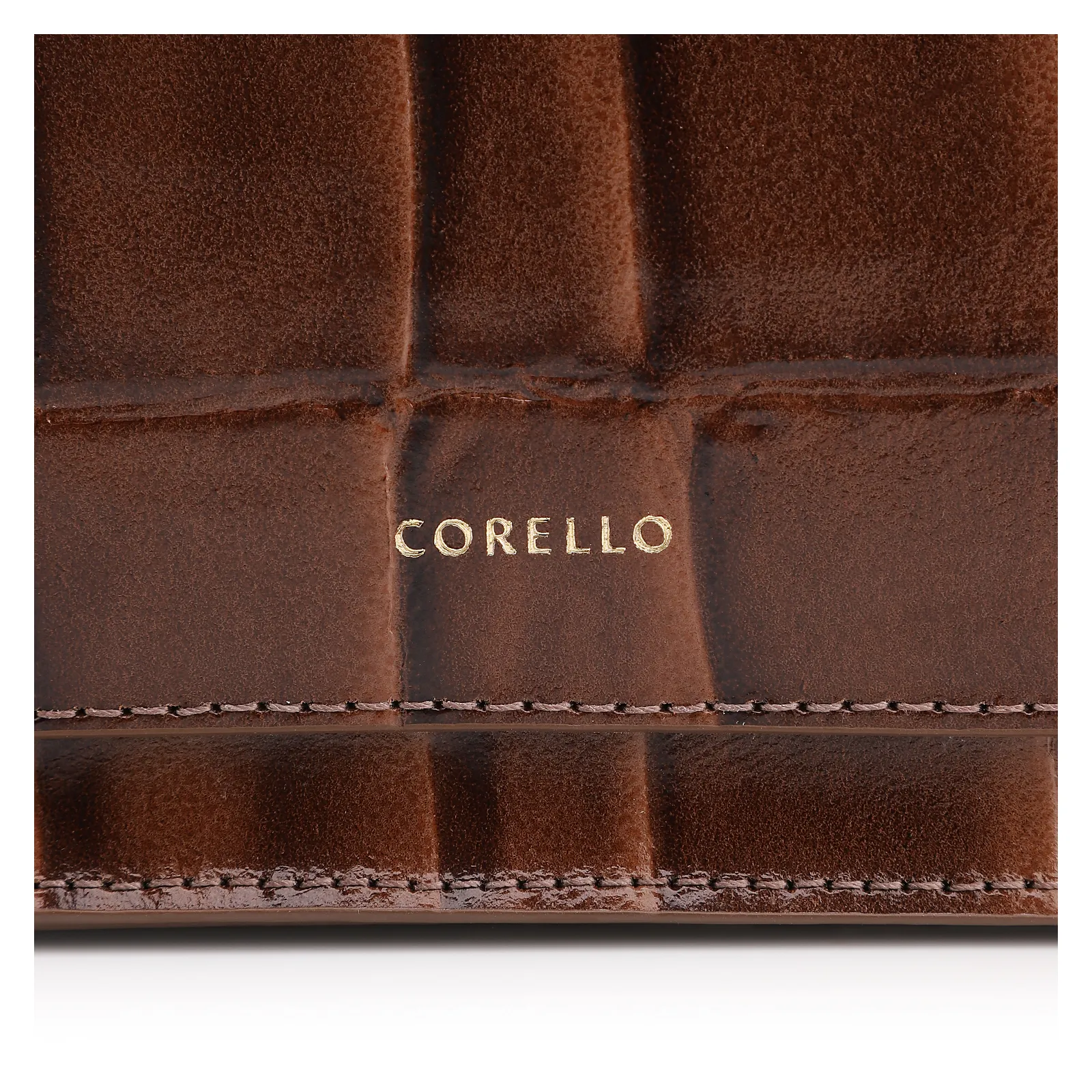 Bolsa De Ombro Couro Maxi Croco Marrom