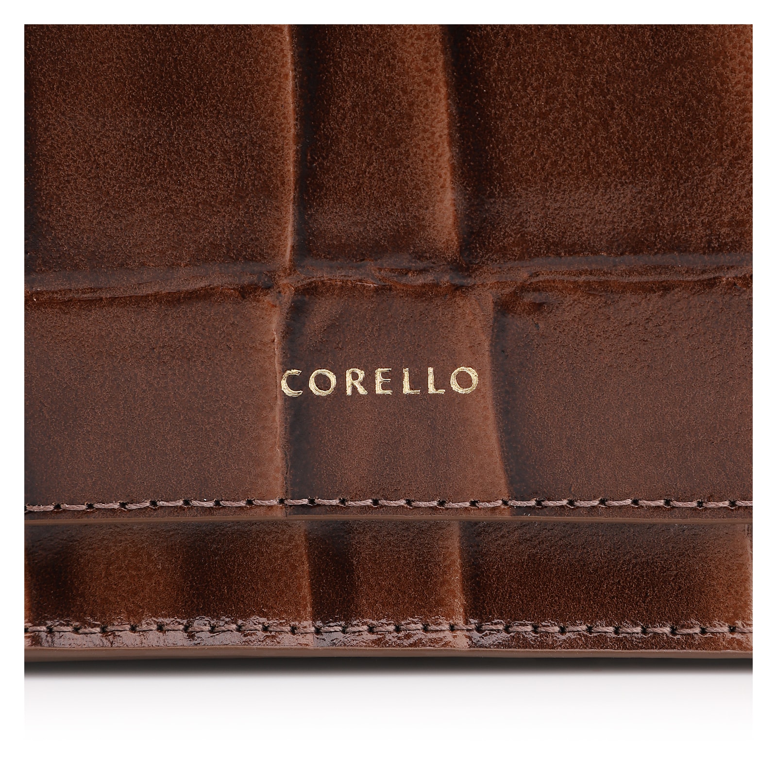 Bolsa De Ombro Couro Maxi Croco Marrom