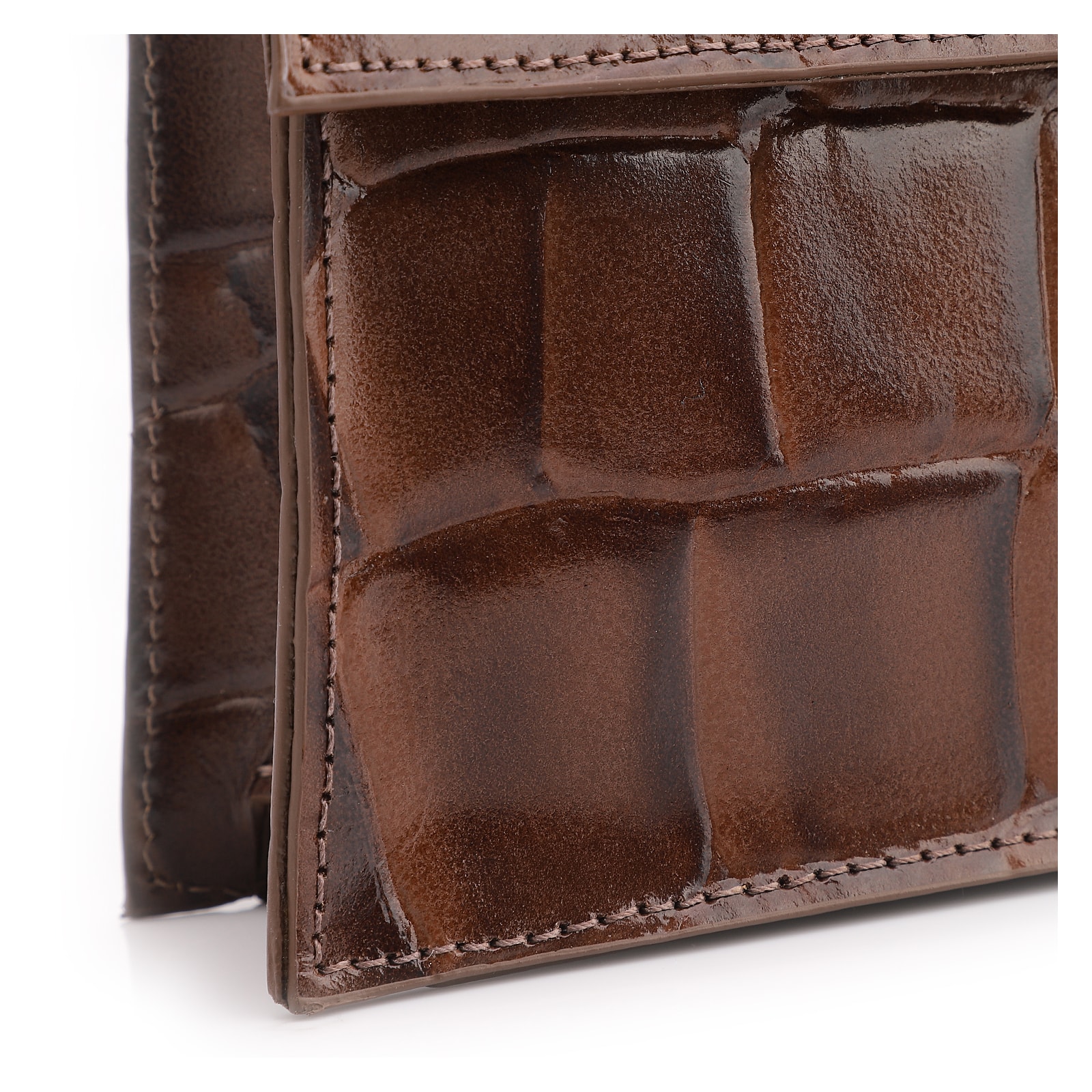 Bolsa De Ombro Couro Maxi Croco Marrom