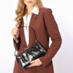  Bolsa De Ombro Couro Maxi Croco Preto - imagem 2