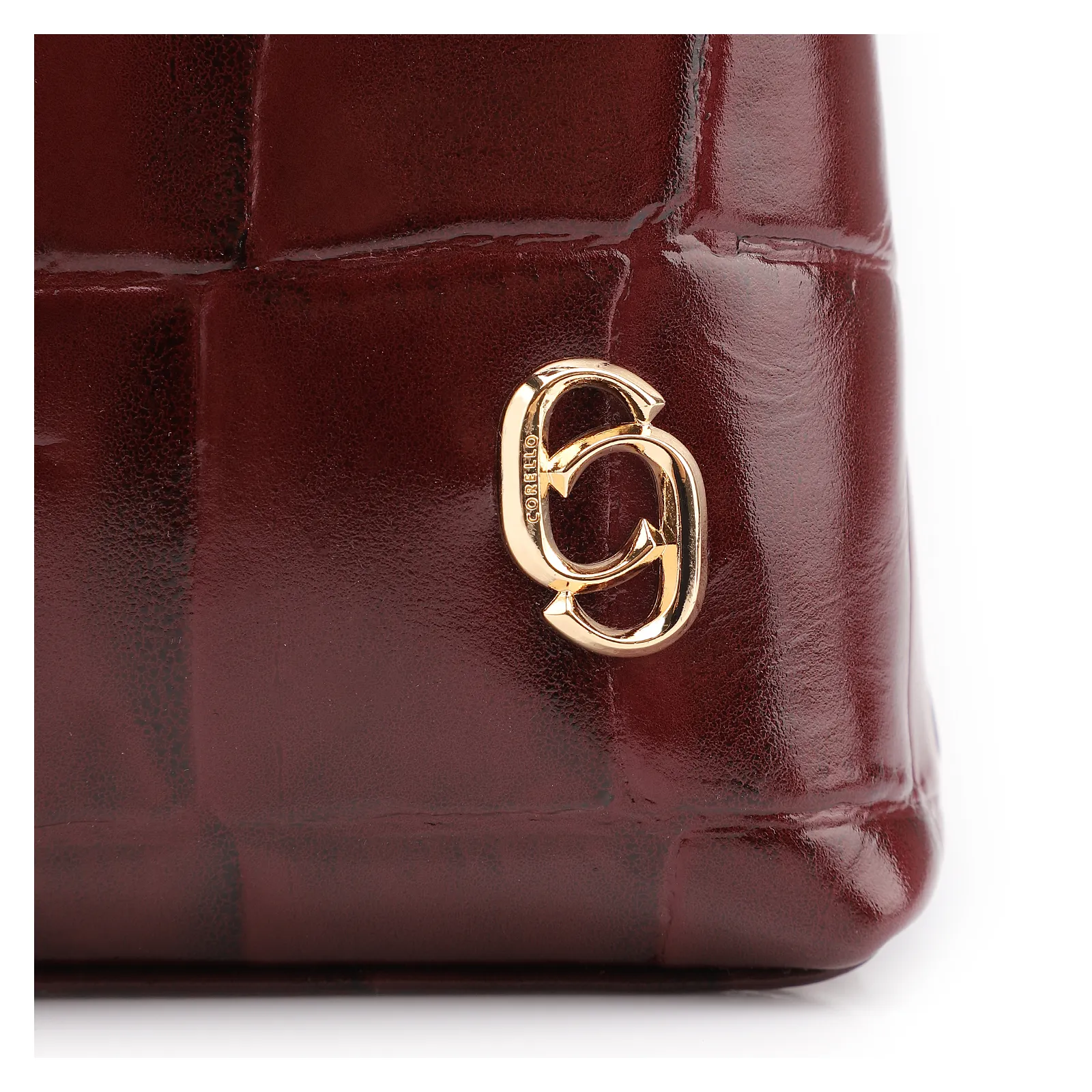  Bolsa De Ombro Couro Maxi Croco Vinho